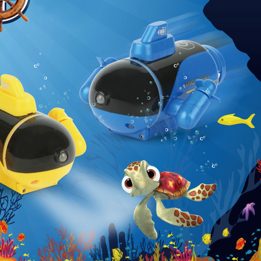 NULA Mini submarino teledirigido de 4 canales para piscina, lago y bañera, barco sumergible teledirigido con doble hélice, batería recargable submarina barco hobby juguete -azul