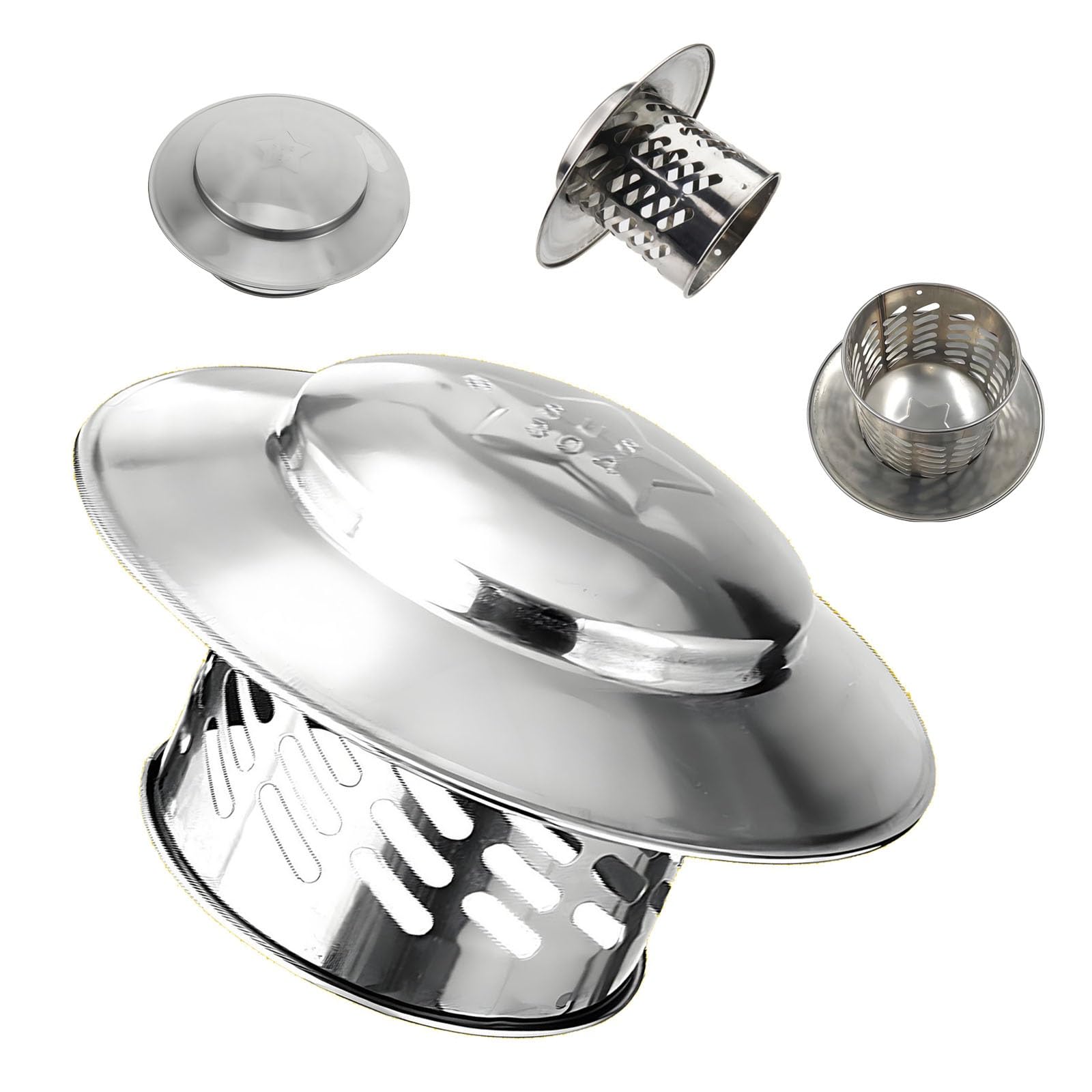PFXNGMS 2.95/3.15/4.33/6.3/7.87 in Chimney Caps, 304 Stainless Steel Chimney Cover with Bird Sn, Outside Roof Chimney Flue Rain Cap, Fireplace Stove Pipe Exhaust Hood(110 mm/4.33 in)