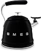 Smeg 50's Style Black Set Top Whistle Kettle 2.3 لتر