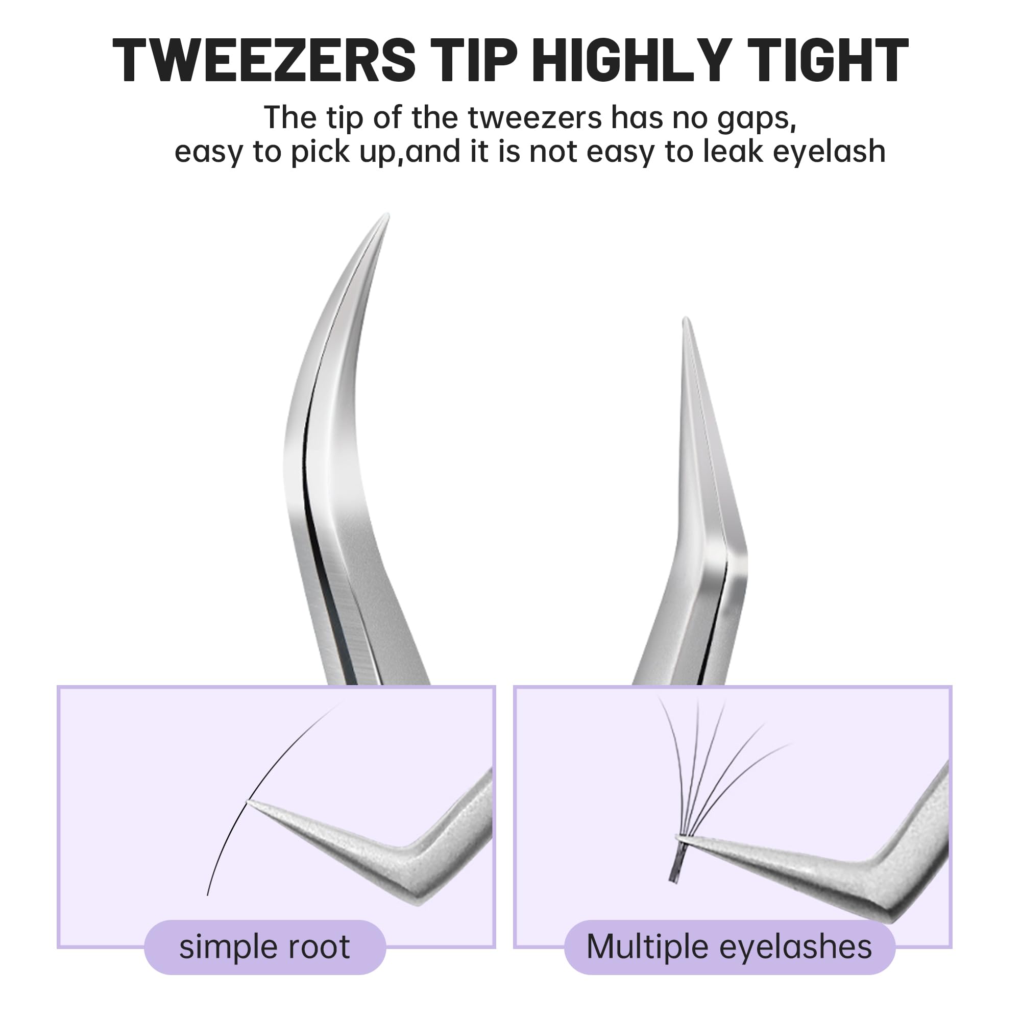 Pinzetta Extension Ciglia Professionale in Acciaio Inossidabile di Alta Qualità Antiscivolo Punta Curva Pinzette Antistatiche Eyelash Volume Tweezer(Argento, A-04)