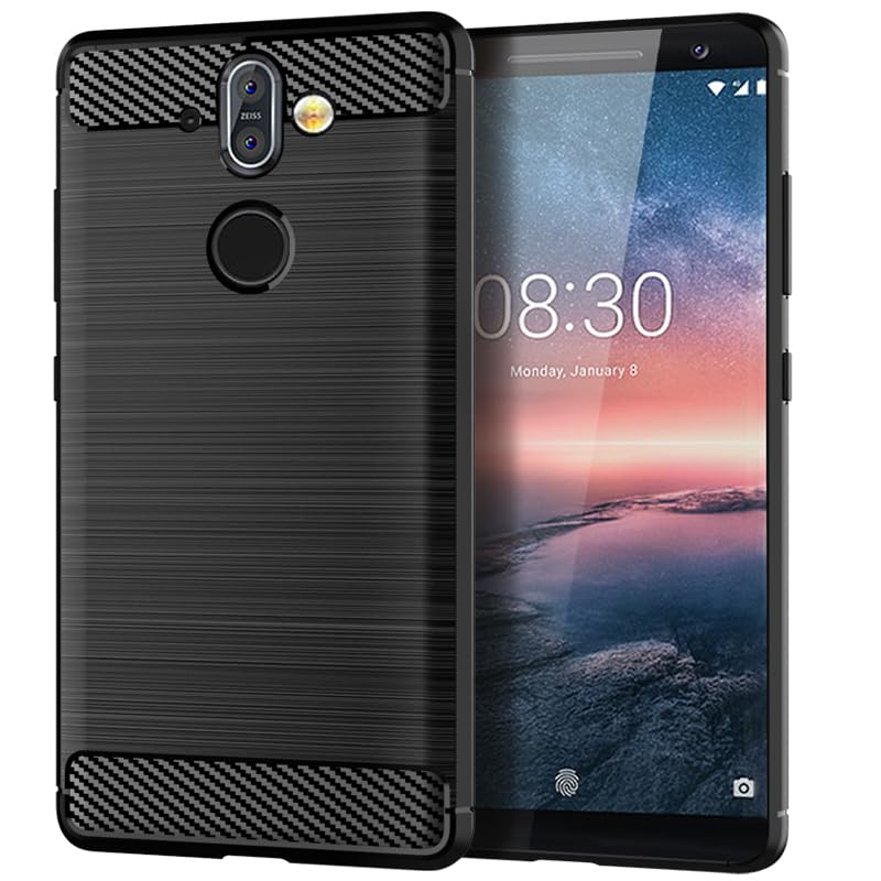 Case for Nokia 8 Sirocco Case, TA-1005 Case, Slim Thin Carbon Fiber TPU Rubber Protective Cases Anti-Scratch Shockproof Cover for Nokia 8 Sirocco Black