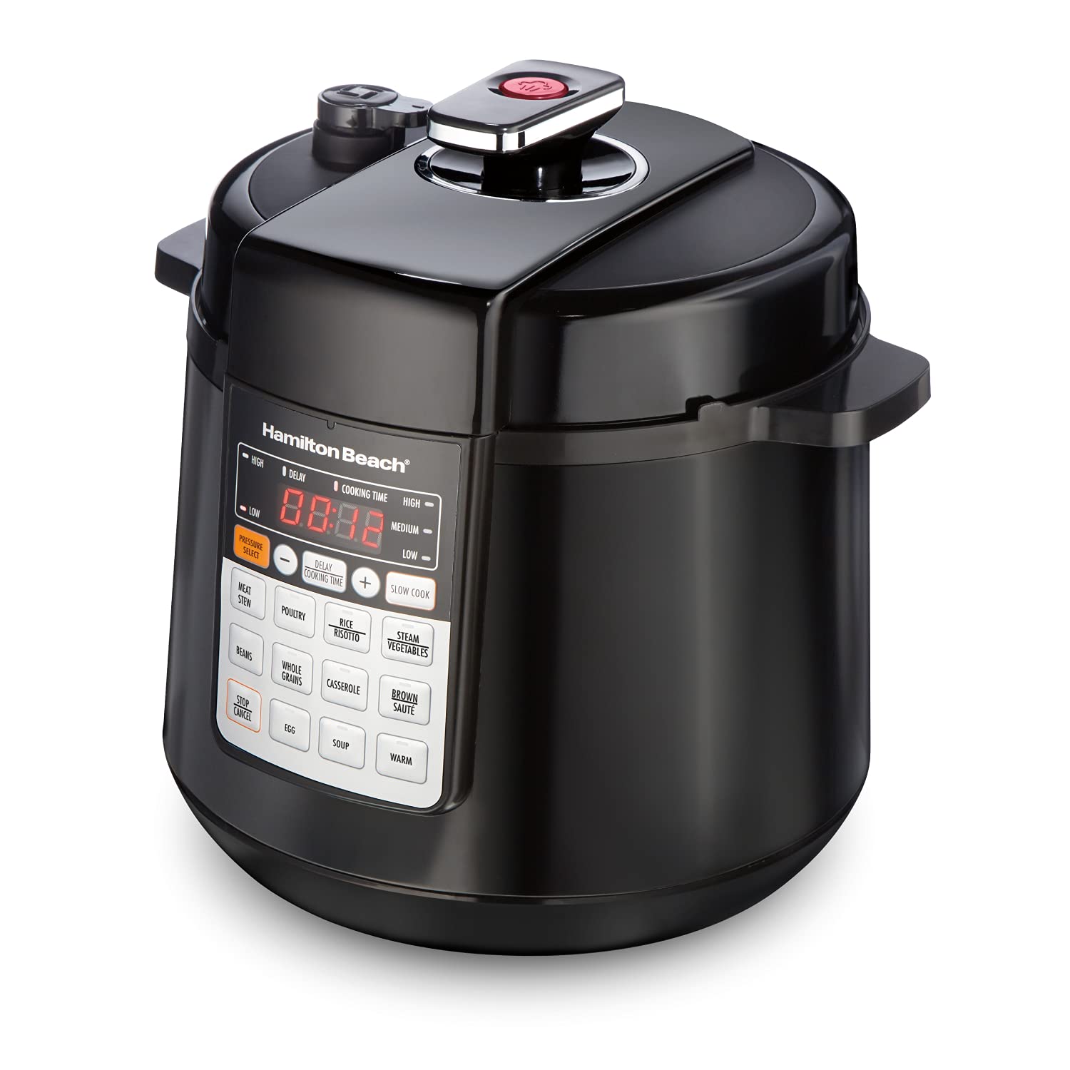 Hamilton Beach 10-i-1 digital tryckkokare med flera funktioner, 5.7 L, säker frisläppning av trycket, ångkokare, sautéring och varmhållning, rostfritt stål (34502-CE