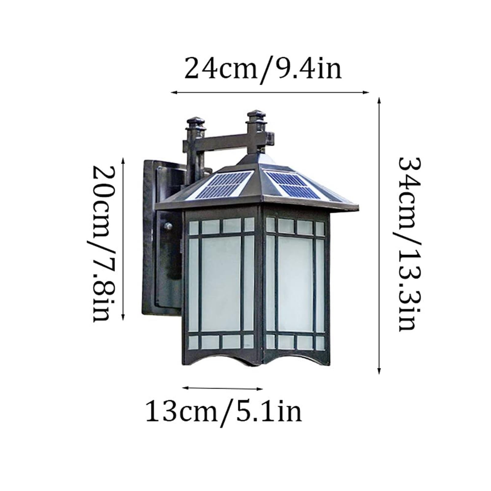 Solarna latarnia ścienna, nowoczesna, czarna, zewnętrzna lampa solarna z czujnikiem zmierzchu do świtu, bezprzewodowa, wodoodporna, zewnętrzna, na werandę, taras, ogród, garaż, oświetlenie drzwi