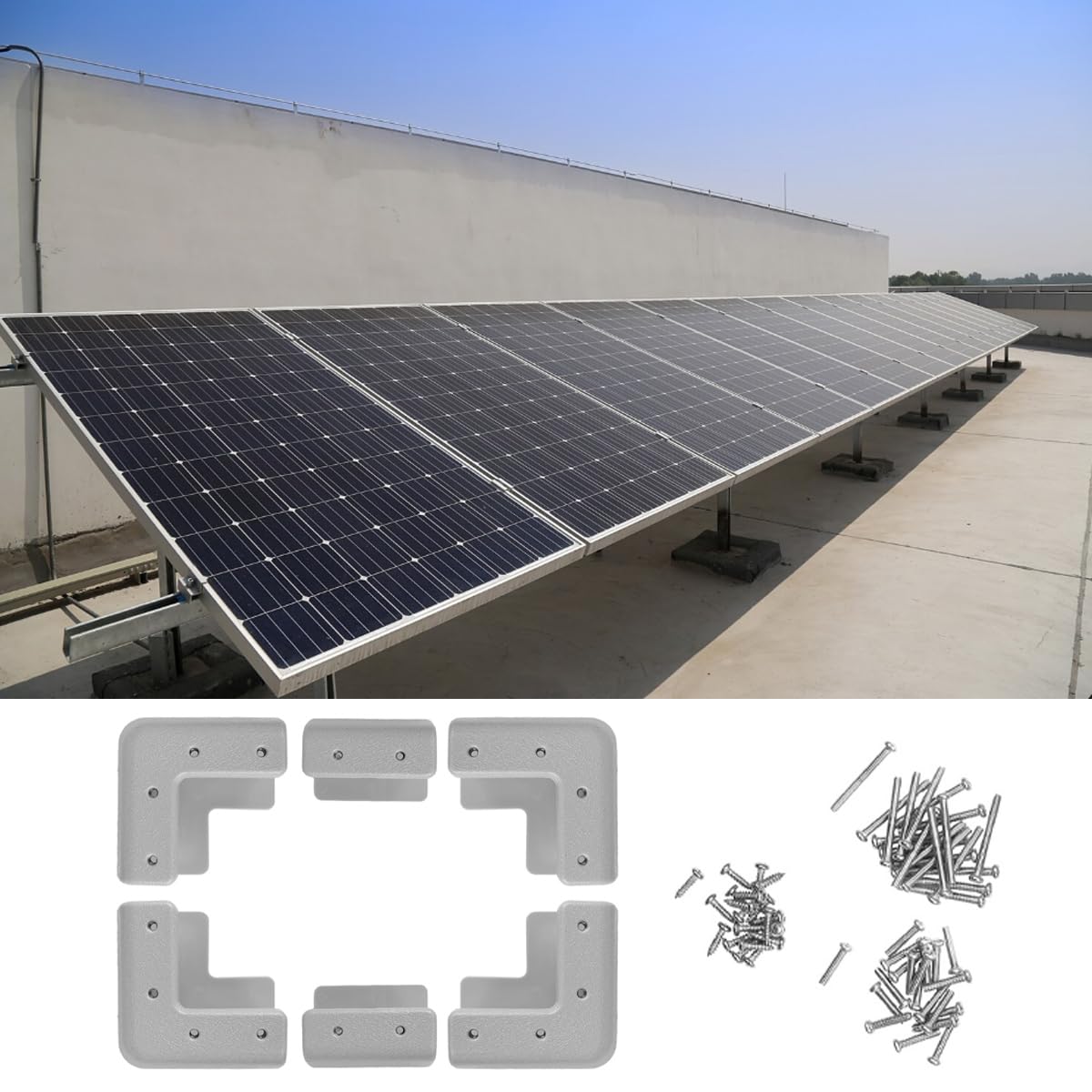 Alide 1 set di montaggio solare: set di montaggio, staffe angolari e laterali in plastica ABS, per pannelli con telaio da 17-40 mm