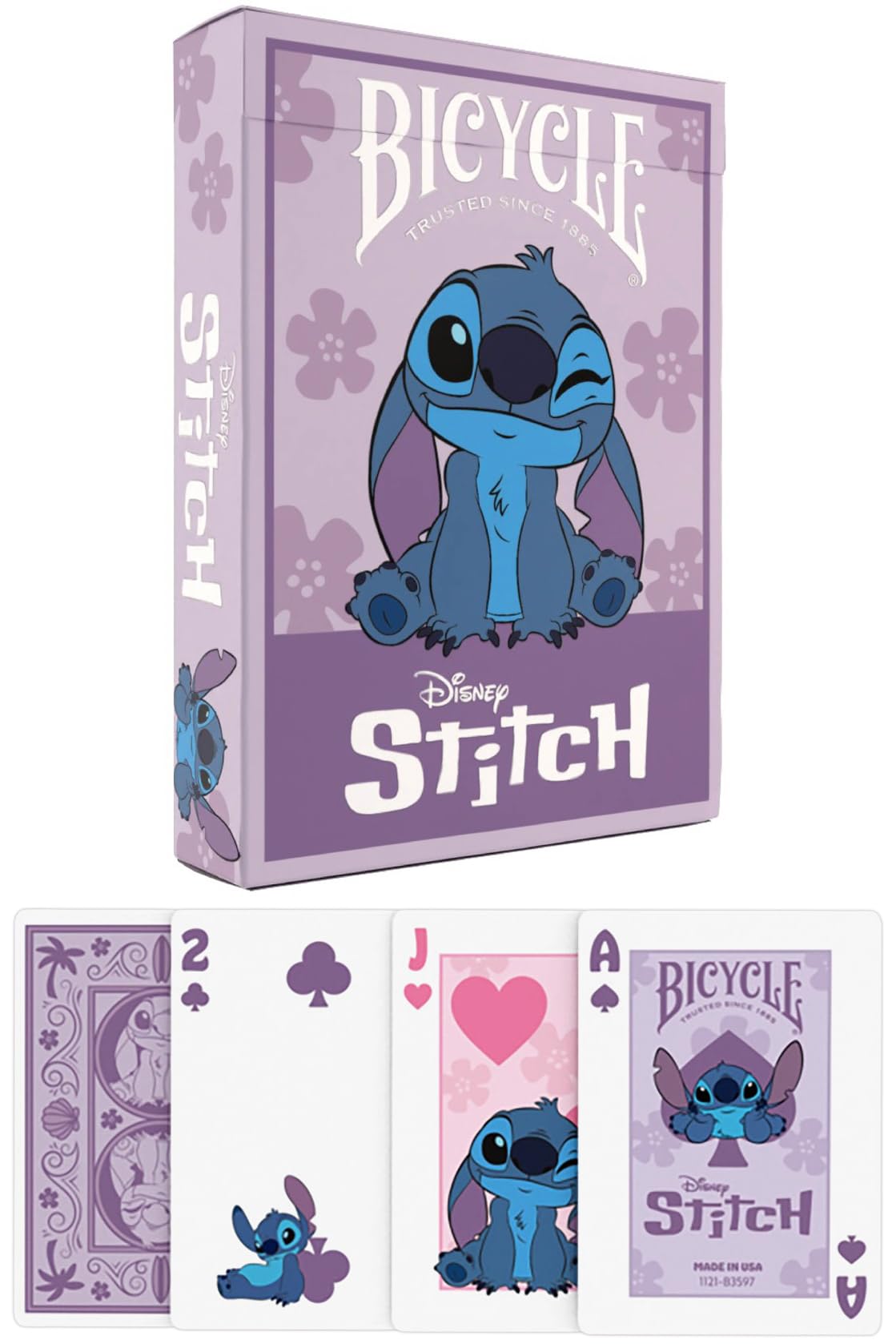 Bicycle Disney Stitch Playing Cards – Purple Edition, Official Disney Collectible Deck, Premium Quality Poker‑Size Card Deck for Family Game Night,Travel Activities, and Collectors
