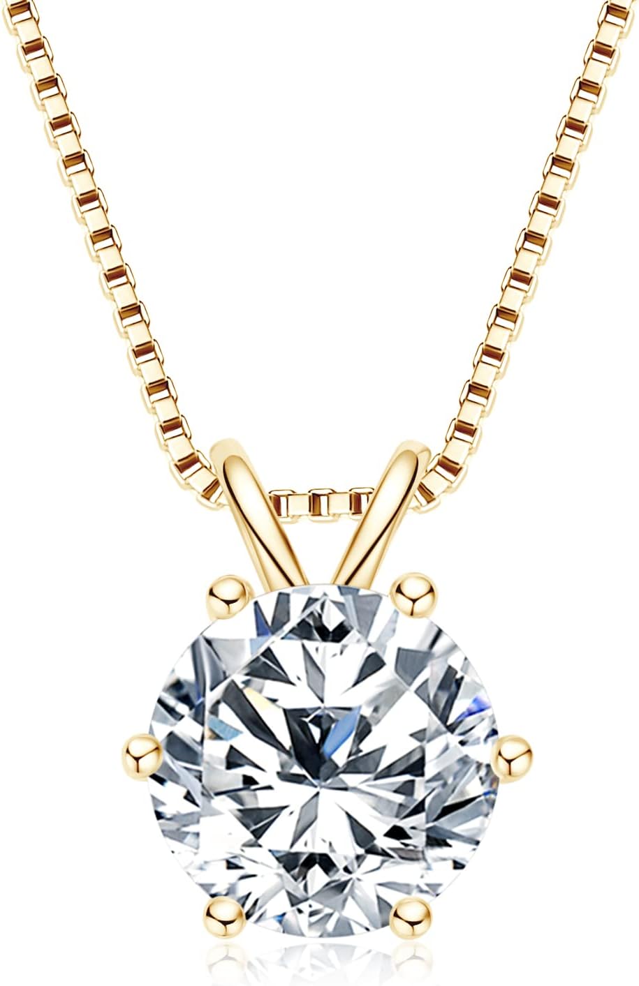 WOAINI 0.5/1/2/3 Carat Moissanite Solitaire Pendant Necklace in 925 Sterling Silver, Adjustable Necklaces Pendant 6-Prong-Set with Moissanite, 18"+2", Jewelry Gift for Women
