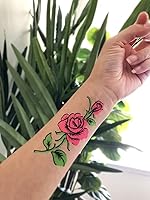 Vista 5 de Tatuaje temporal para fiesta de luz negra, 1 hoja, atrapasueños de rosas