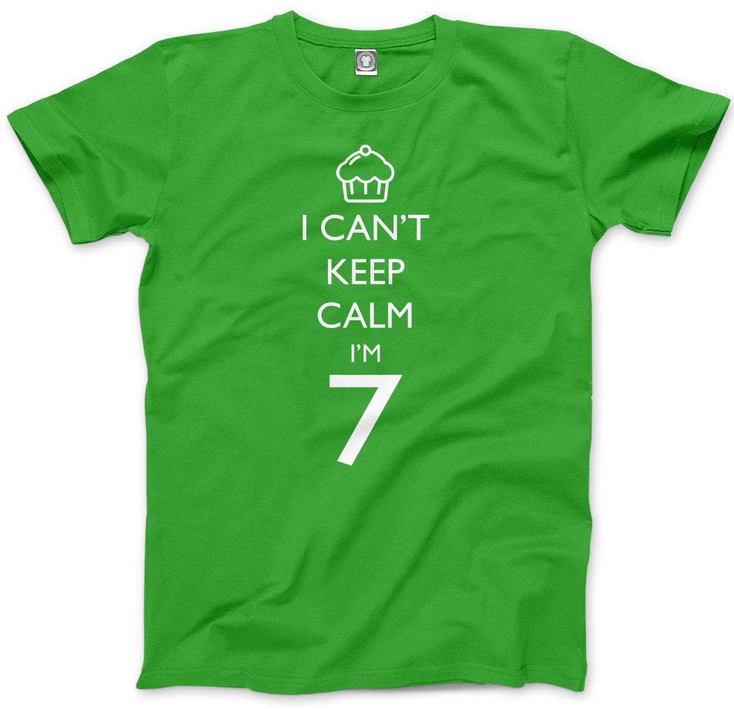 Hotscamp Green I Can't Keep Calm I'm 7 Kids T-Shirt - 7-8 Years