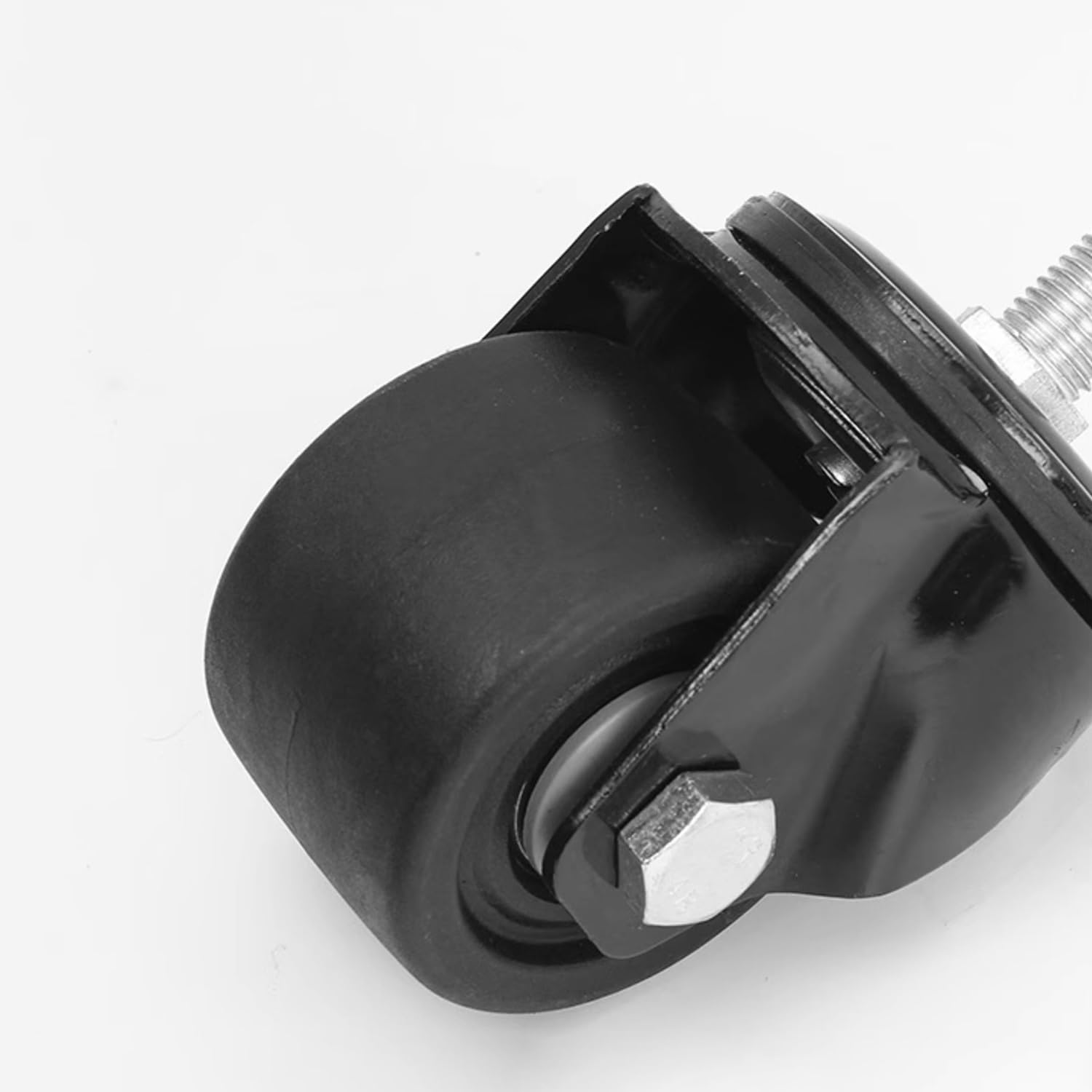Set di 4, Ruote Piroettanti per Mobili da 65/75 mm, M16 Stelo Filettato, con Freno, Ruota Industriali per Carichi Pesanti, Ruote di Trasporto in Nylon(Swivel,2.5inch)