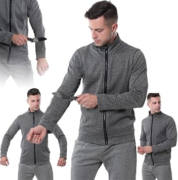 5 Level Stab Proof Clothing, Tactical Jacket - Bite-Proof Tear-Proof Stab-Proof Long-Sleeved T-Shirt, Anti Cut Security Clothing, For Police & Security Staff,XL-Grey