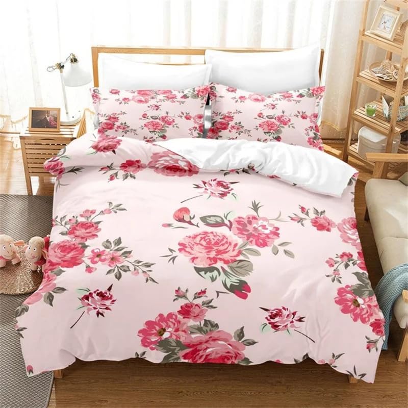 Parure de lit 220x240 avec housse de couette douce microfiber 110g/㎡ rose