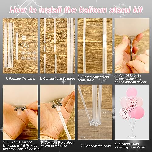 Multiple Balloon Stand Kits Balloon Sticks Holder with Base for Table Halloween Christmas Birthday Baby Shower Bridal Shower Wedding Bachelorette Engagement Party Decorations for Room Offices - Image 6