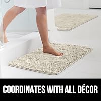 Vista 9 de GORILLA GRIP Bath Rug Mat 36x24, Thick Absorbent Chenille, Quick Dry Microfiber Mats, Rubber Backing Washable Shower Floor Rugs, Bathmat Runner, US