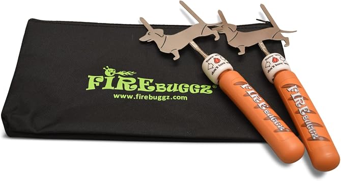 FIREBUGGZ Smores Skewers - Campfire Roasting Telescoping Smores Sticks Up To 34" - Stainless Steel Sausage Skewers, 2 Piece