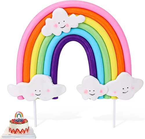 Decoración de pastel de arco iris, cerámica suave, decoración de pastel de arco iris, suministros para decoración de pasteles de fiesta de