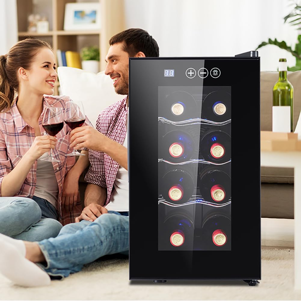 Frigorifero Per Vino Profondo 20 Pollici, Capacità 8 Bottiglie, Mini Frigorifero A Libera Installazione Per Camera Da Letto Con Controllo Della Temperatura, Cantinetta Per Vini Da Banco, Adatto Per C