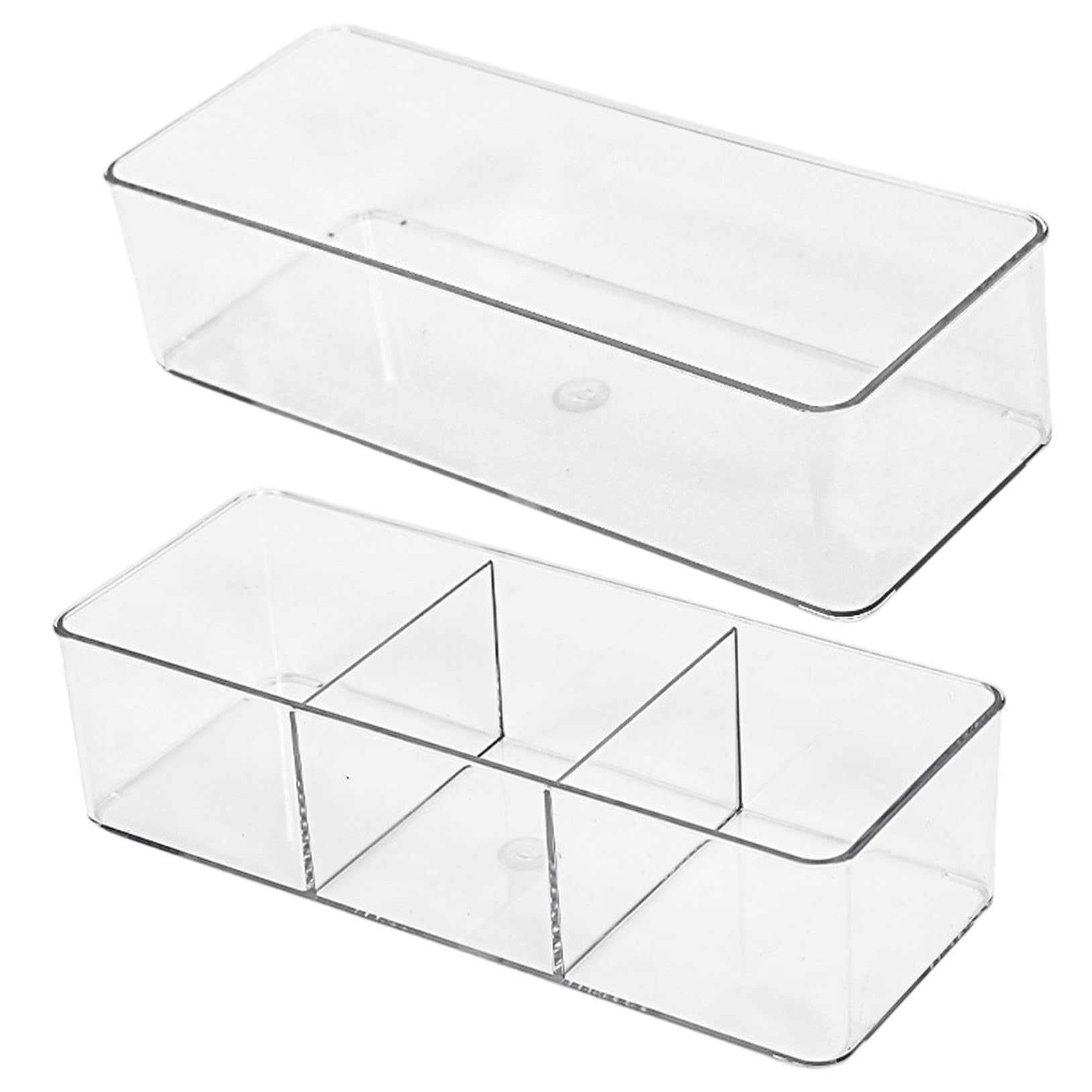 Comebachome 2Pcs Clear Makeup Organizer, 9X4x2 Inch Plastic Bathroom Drawer Organizer With Compartment, Makeup Storage Box For Drawer, Vanity, Countertop, Ornaments De Jardin