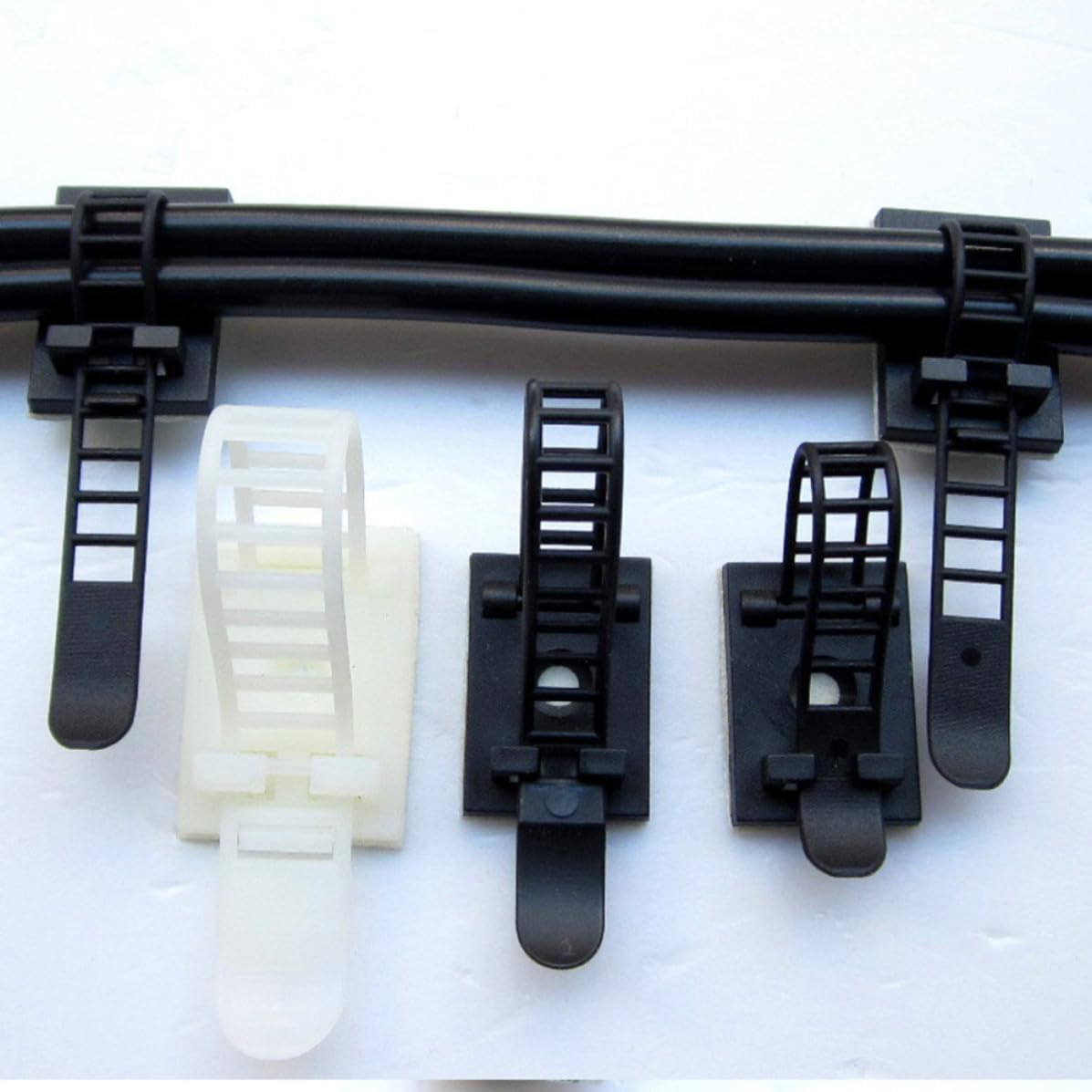 Black Self Adhesive Cable Ties 20 Pcs Adjustable image 2