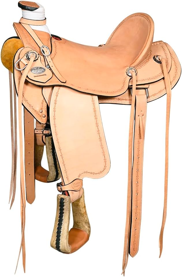 HILASON Western Horse Wade Saddle American Leather Ranch Roping Tan | Hand Tooled & for Horses