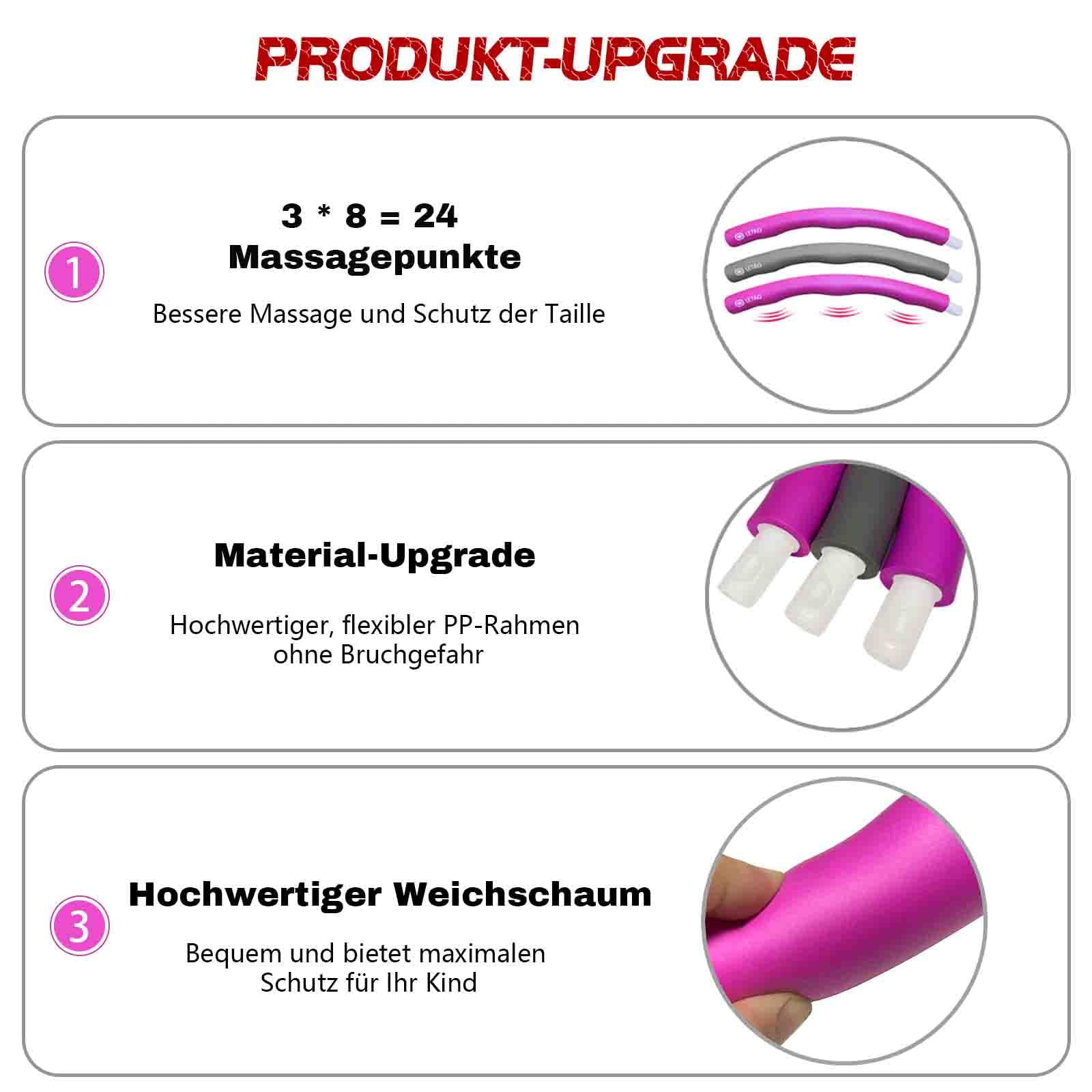 LETAO Hula Hoop Reifen Kinder von 4-8 Jahren | 510g Rosa-Grau Hula Hoop Reifen Kinder, Zerlegbar, inklusive Elektronischer Anleitung