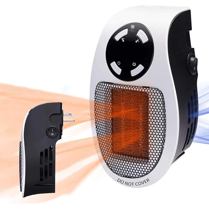 Buy 500W Ceramic Plug Heater with 2 Fan Speeds , Adjustable thermostat
