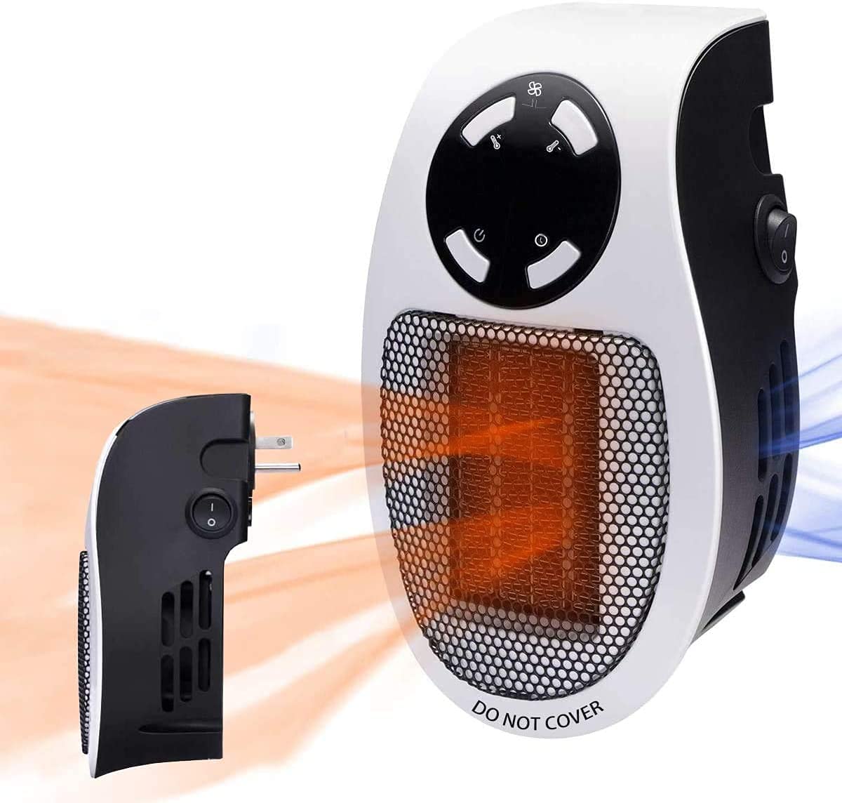 Buy 500W Ceramic Plug Heater with 2 Fan Speeds , Adjustable thermostat