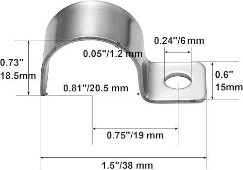 Miniatura 3 de Abrazaderas de tubo de conducto, soportes de montaje de tubería 304 SS, clips de metal de un orificio tipo P clips de alambre unilaterales