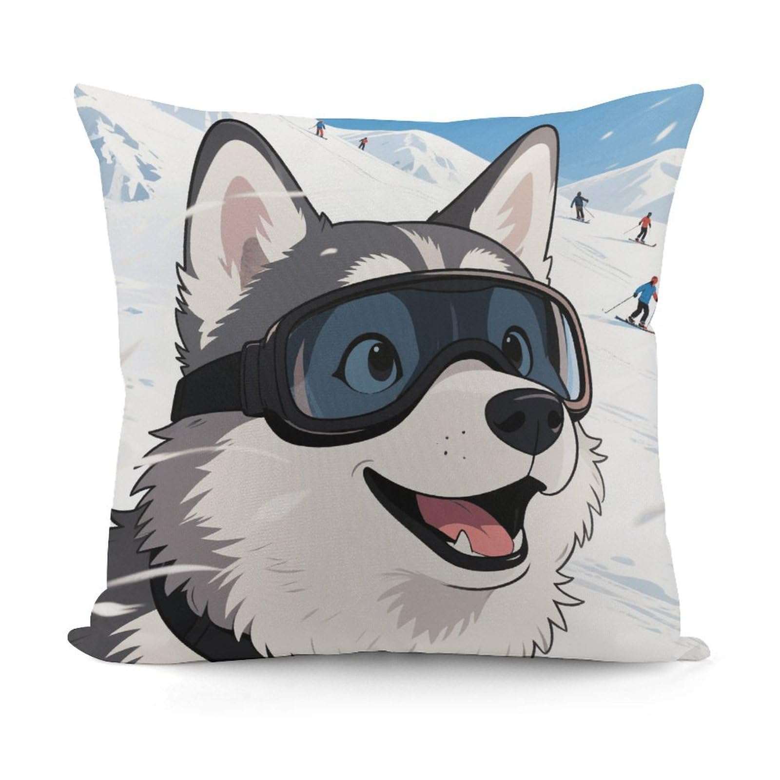 VstaDank Husky on Snow Pillow Cover with Invisible Zipper Square Throw Pillowcase Plush Couch Sofa Pillow Case 18x18 Inch Decorative Throw Cushion Covers for Sofa Living Pillowcover