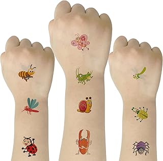 SIX VANKA (Pack of 10 Sheets) Insects Waterproof Temporary Tattoo Stickers for Kids Boys and Girls, Party Favors Decorations