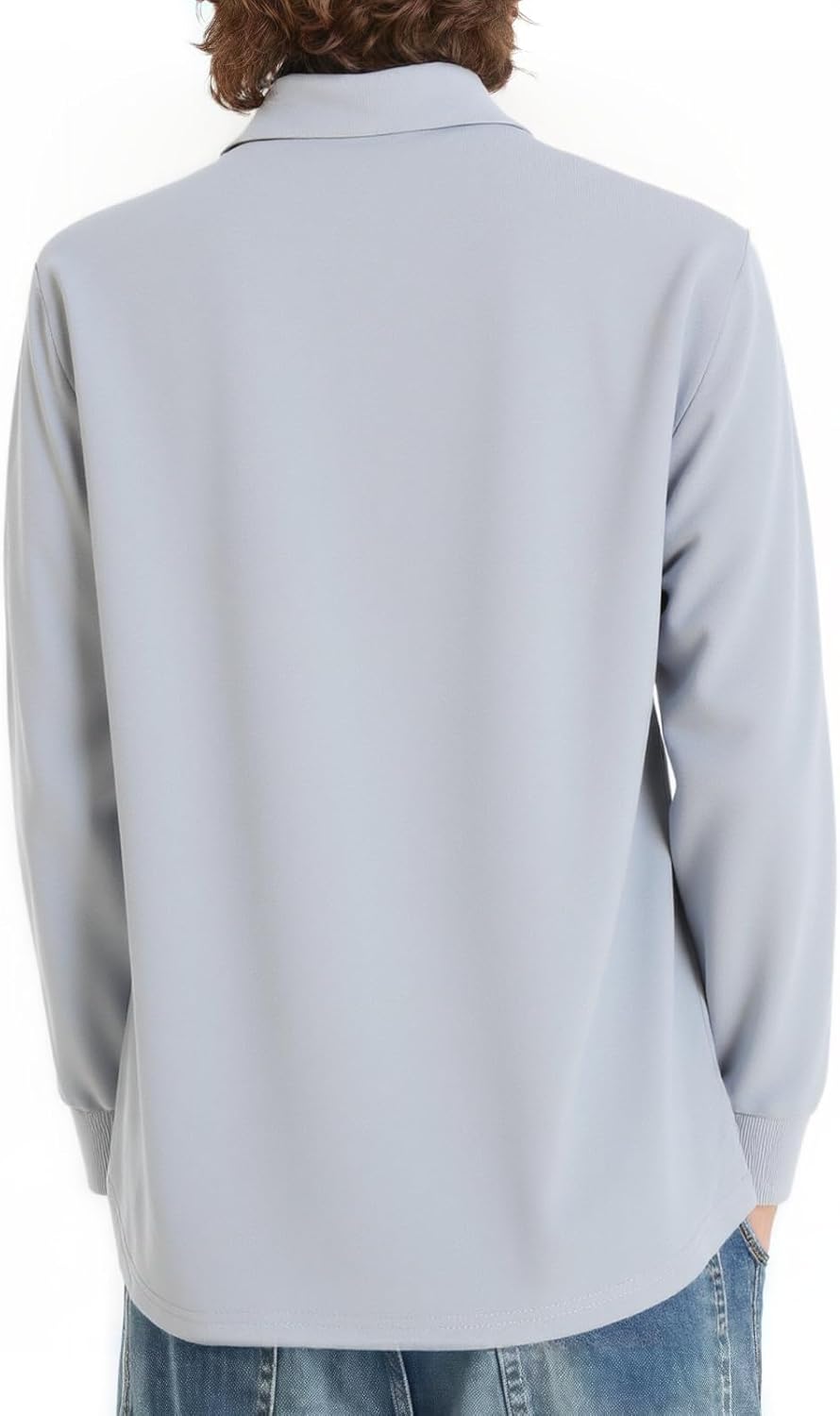 Men's Long Sleeve Polo Shirts for Business Casual Polyester Suitable for Slimmer Builds - Image 3