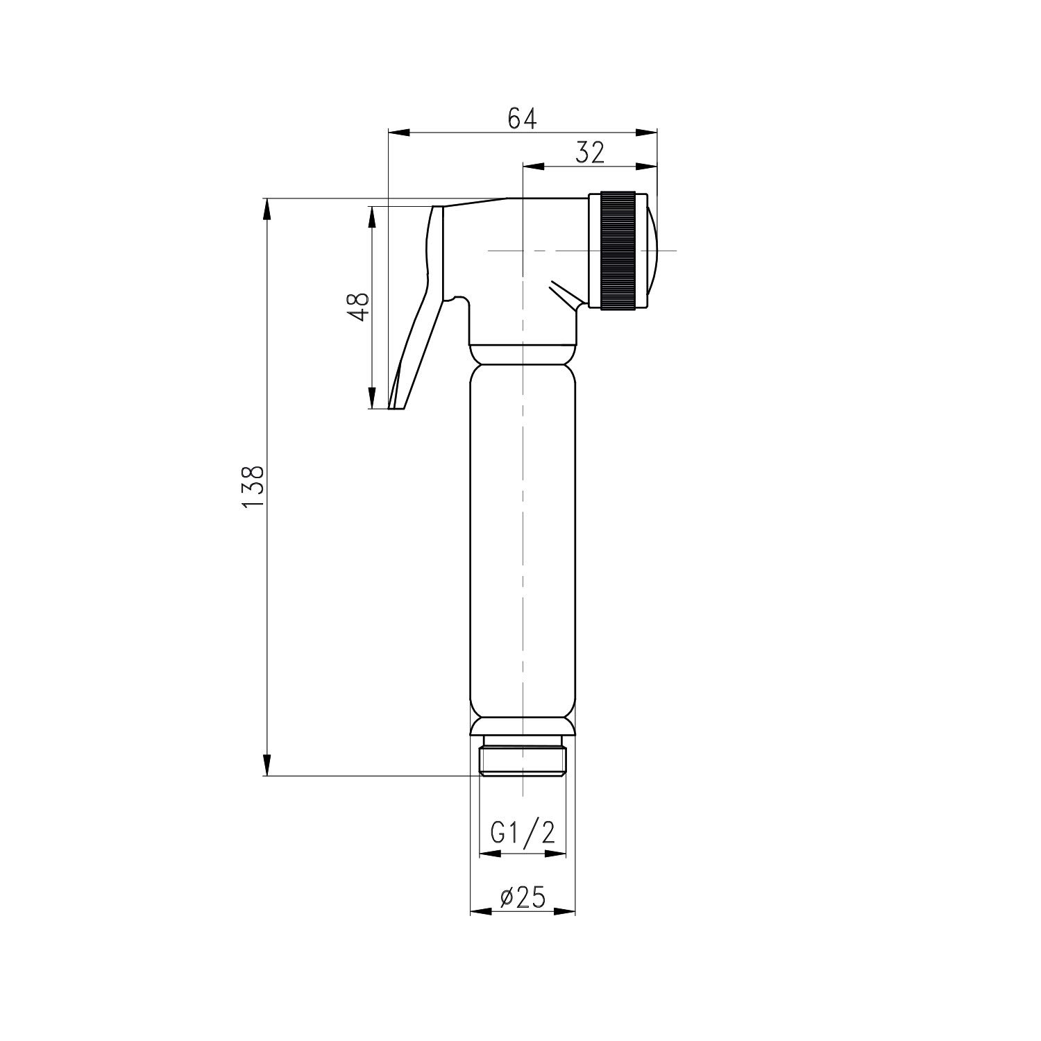 SOHO Douchette WC/Bidet Design Noir Mat – Kit Complet en Laiton Massif avec Robinet d’Arrêt Intégré, Support Mural et Flexible Métallique 120 cm – Utilisation Eau Froide