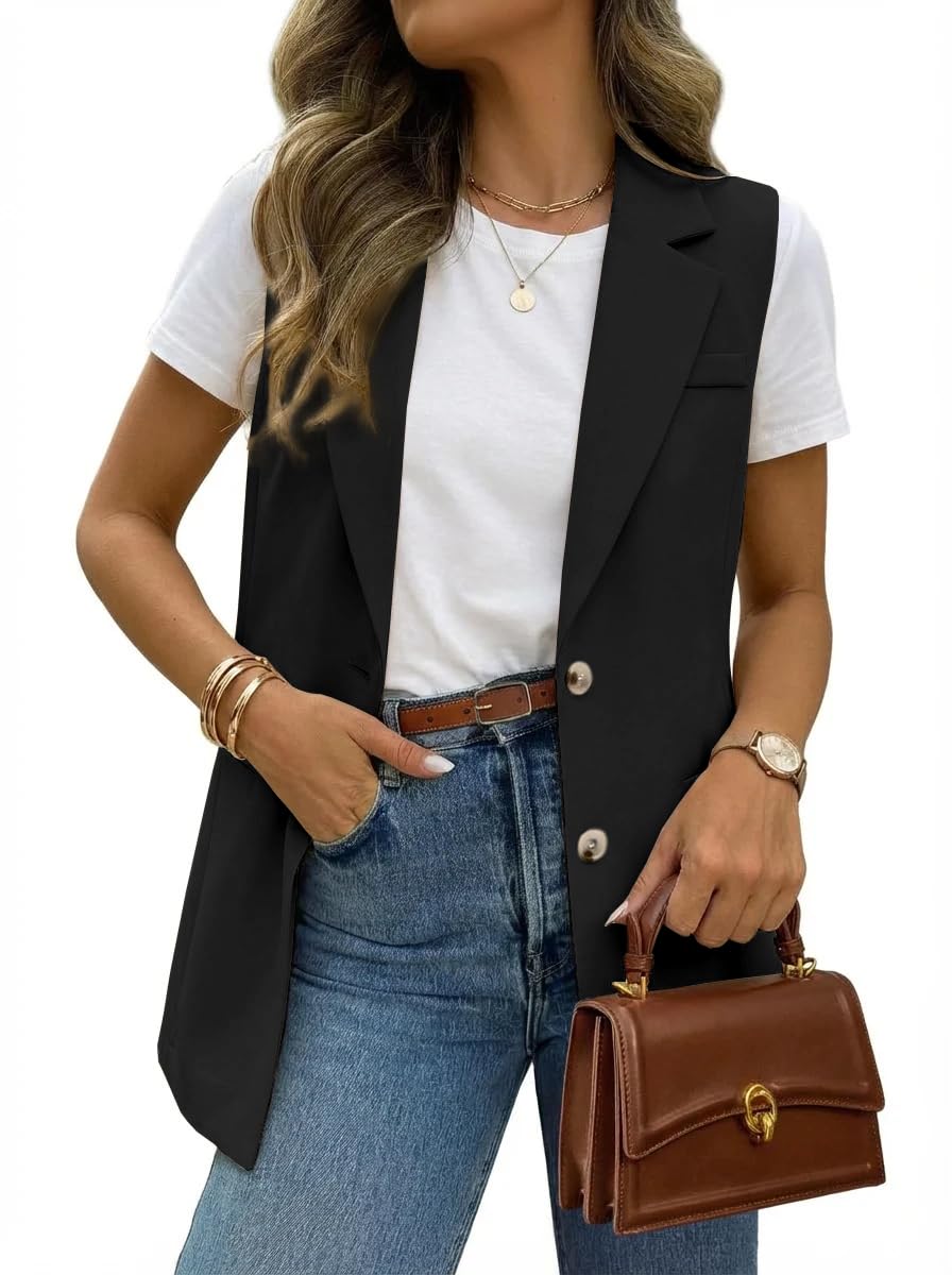IDEALSANXUN Womens Vests Fashion Casual Sleeveless Blazer Dressy Vest Tops