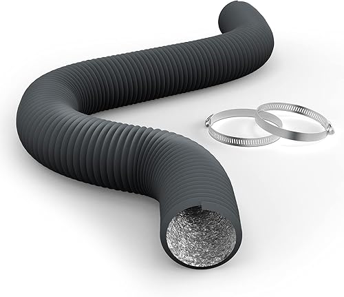 iPower Manguera de ventilación flexible de 4 pulgadas y 8 pies de aluminio sin aislamiento para ventilación de refrigeración y escape de