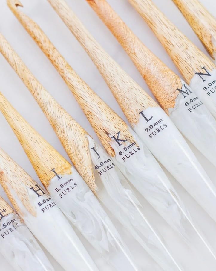 Image of Furls Crochet Hook, Streamline Resin Fusion in Mango + White, Ergonomic Handle Crochet Hooks 7 inch (Fusion, K - 6.50MM)