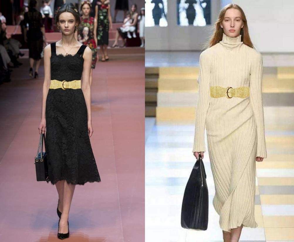 VOCHIC PU Leather Elastic Wide Belt for Women Ladies Dress Stretch Thick Waist Belts - Image 5