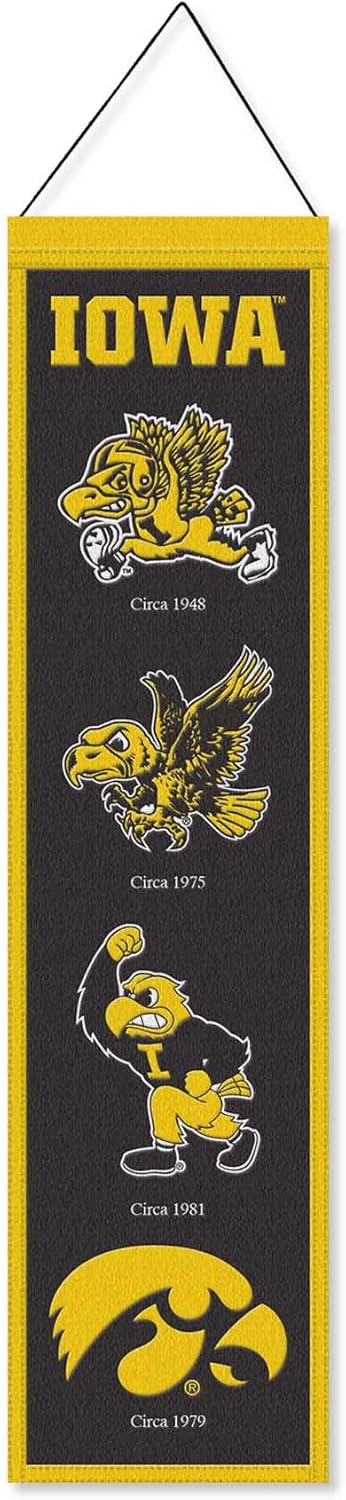 WinCraft University of Iowa Evolution 8x32 Inch Vertical Wool Embroidered Hanging Banner