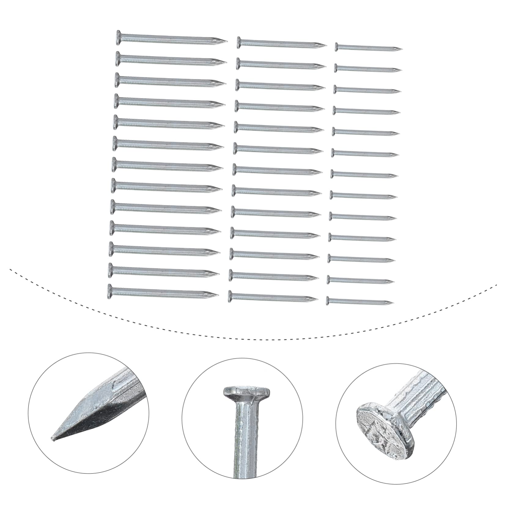 Clavos de Acero Galvanizado para Pared de Cemento 515 Piezas Cabeza Plana y Uñas Endurecidas para Montaje en Madera y Metal