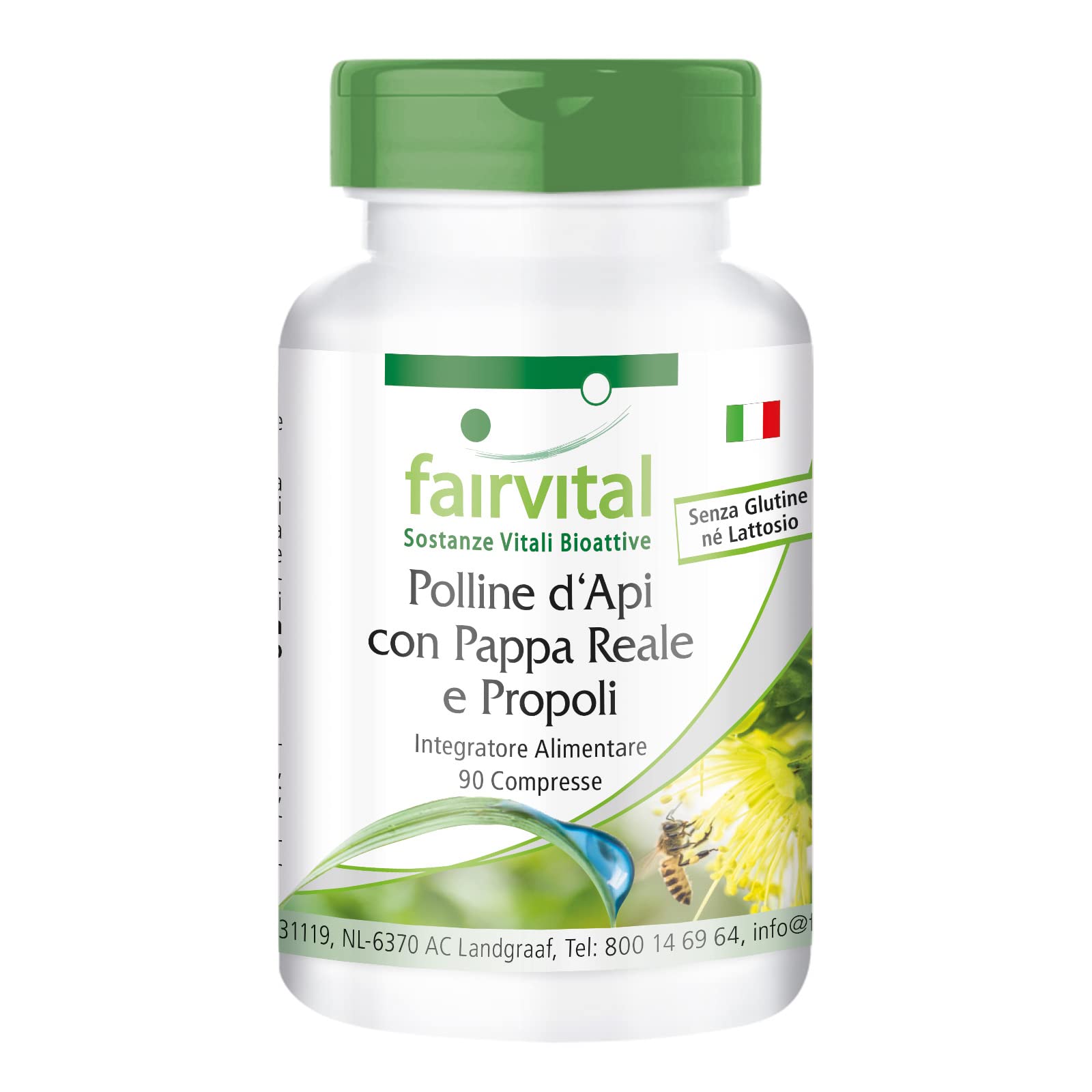 fairvital Pollen d'api con pappa reale e propoli, 90 compresse, ALTO DOSAGGIO