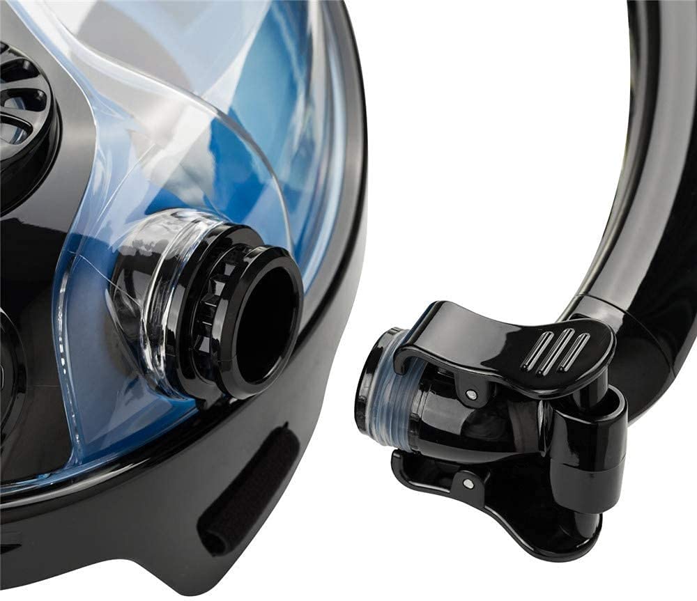 MRKU Masque de plongée intégral avec Tuba et Tuba antibuée, Masque de plongée sous-Marine à Double Tube, Lunettes de Respiration avec Support de caméra pour la plongée en apnée