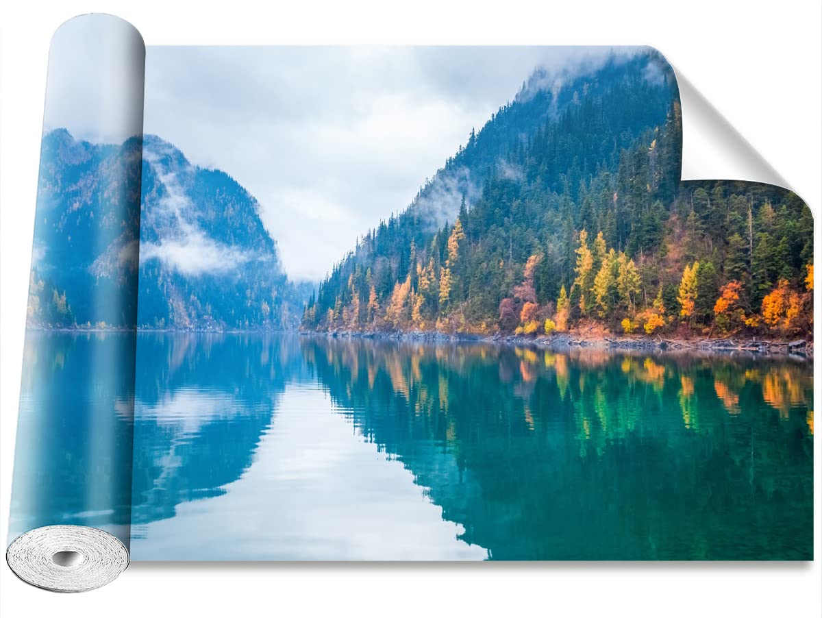 Papier Peint Lac en Automne 208x146cm Salon stickers muraux brico