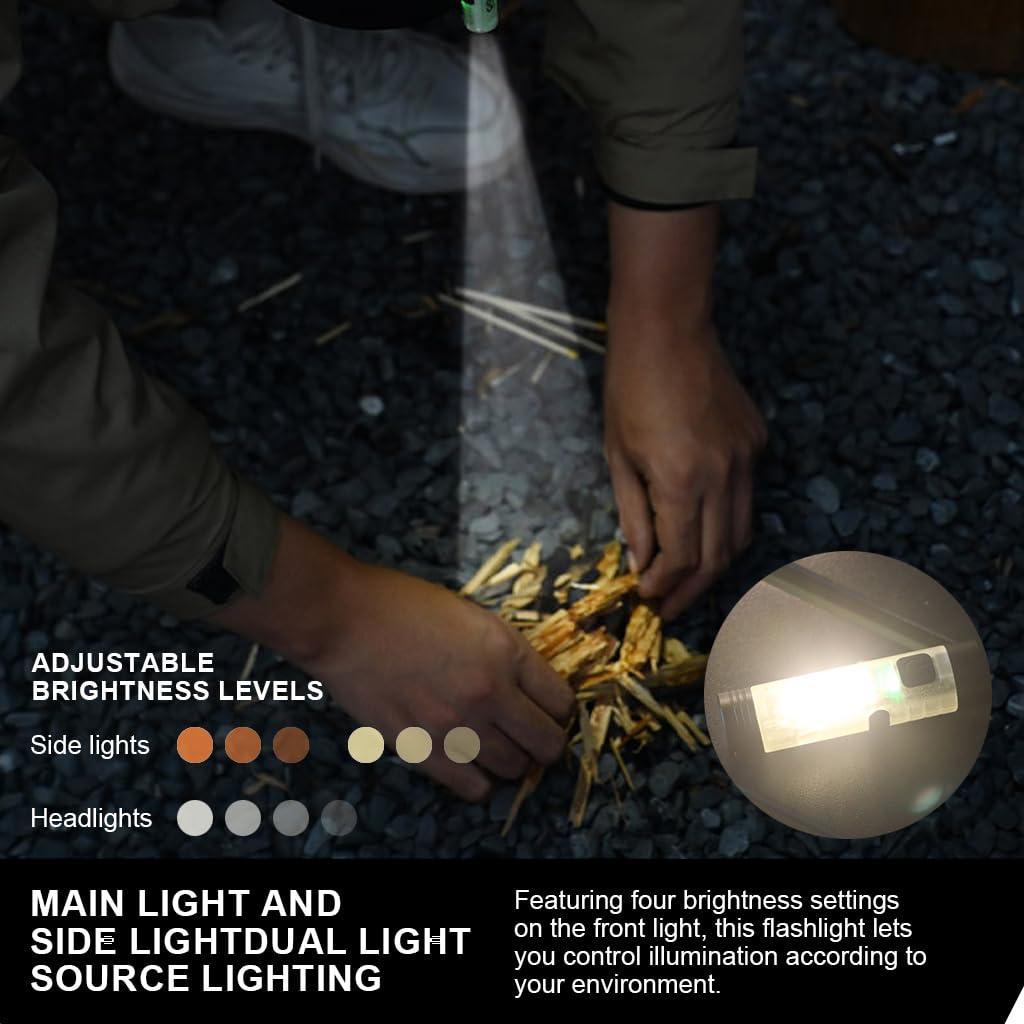ELEPHANTBOAT® Mini Magnetic LED Flashlight, Portable Dual Light Source Small Torch, 2.4'' Pocket Emergency Hat Light with Clip & Hanging Loop, USB Rechargeable Keychain Flashlight - Image 3 thumbnail