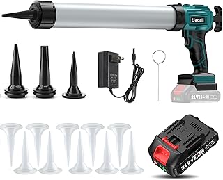 Cordless Sausage Caulking Gun -20oz/600ml, Uaoaii Electric Caulking Gun 4 Adjustable Speeds, Anti-Drip, Battery Powered Bulk Caulk Guns with 2.0AH Battery & Charger for Filling, Sealing