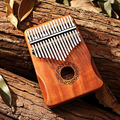 Image of MIFOGE 17Keys Kalimba Thumb Piano with Hard Case Mahogany | Beginner-friendly finger piano easy to learn portable musical instrument with study guide, gift for beginners toddlers childs
