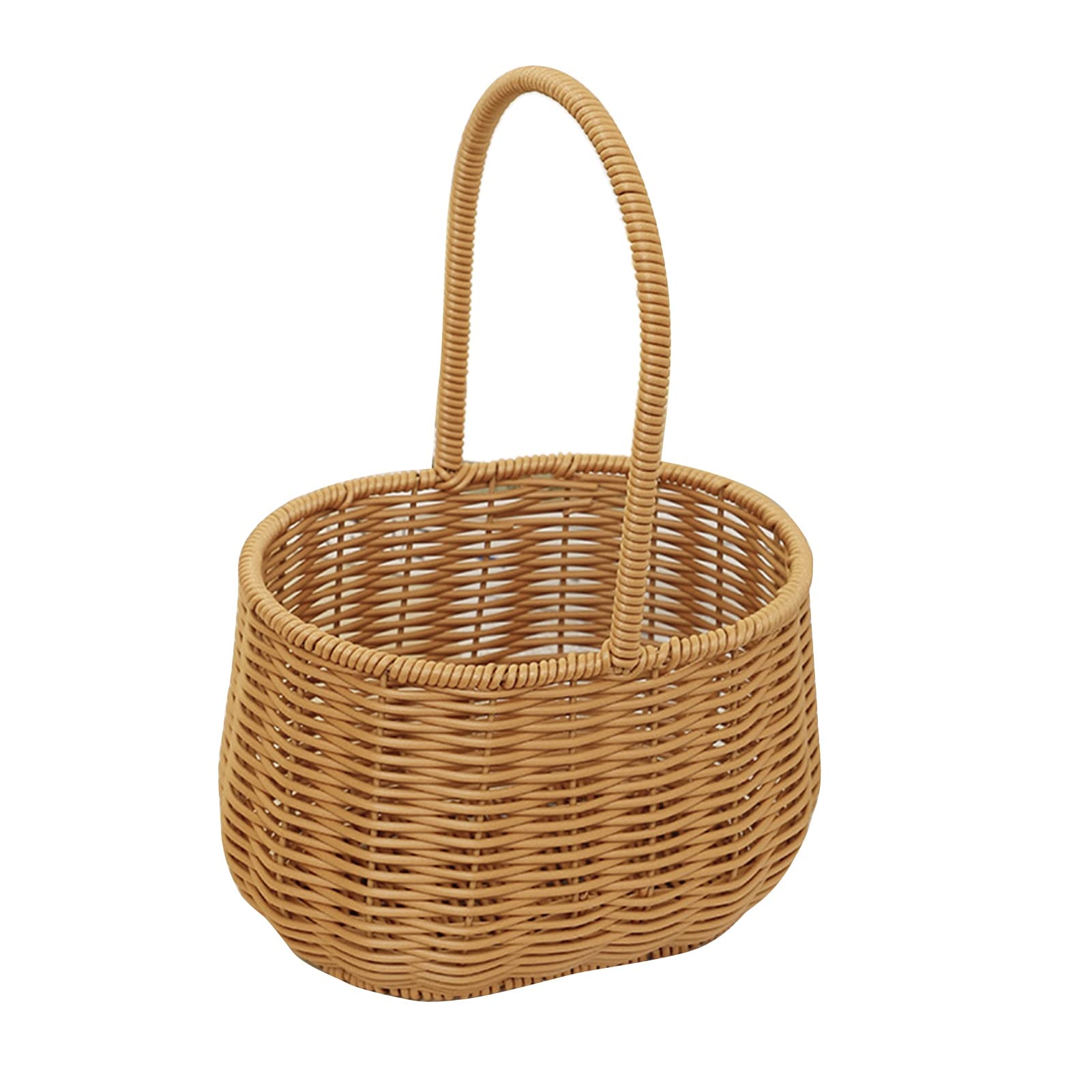 Ddewing Rattan Flower Girl Basket Small Carrying Basket Rural Rattan Woven Hand Held Flower Basket,Portable Woven Basket with Handle Rattan Hand Woven Hamper for Fruits Vegetables Gifts(#2)