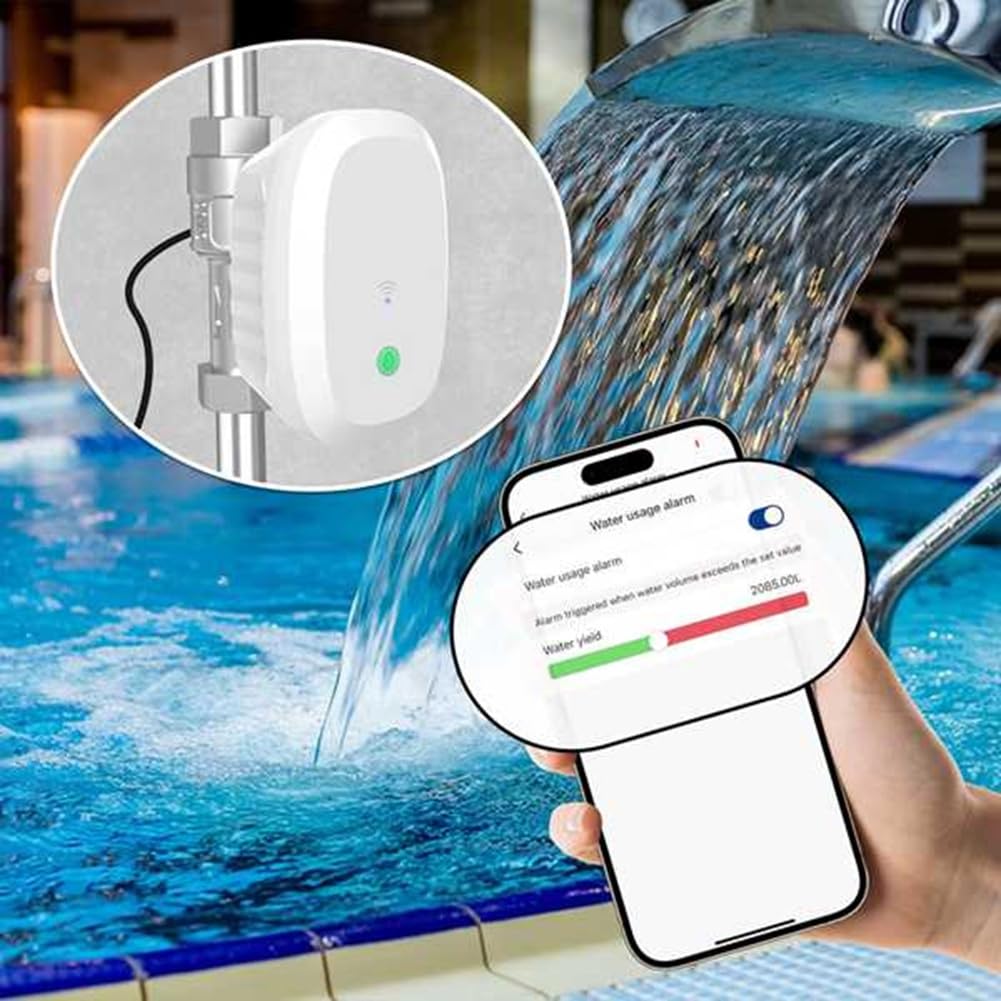 Válvula de Agua Inteligente Tuya con WiFi, Medidor de Agua, Caudal, Consumo, Visualización de Temperatura, Temporizador, Control de Vida Inteligente, Enchufe Europeo.