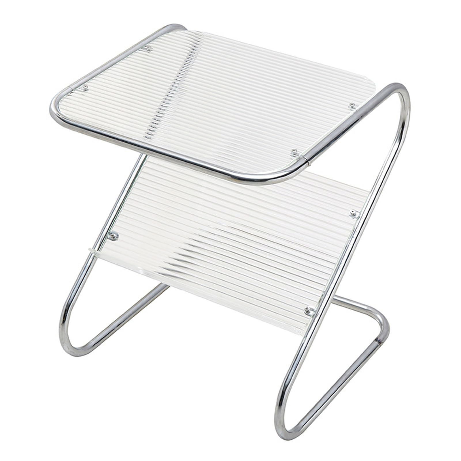 Mesa auxiliar en forma de Z con tapa de cristal templado y resistente marco de metal negro