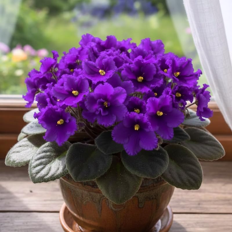Purple African Violets Live Plants in Pots, Live African Violet Plants House Plant for Indoor Outdoor Décor, 4" Pot, Well-Rooted and Year-Round Blooming