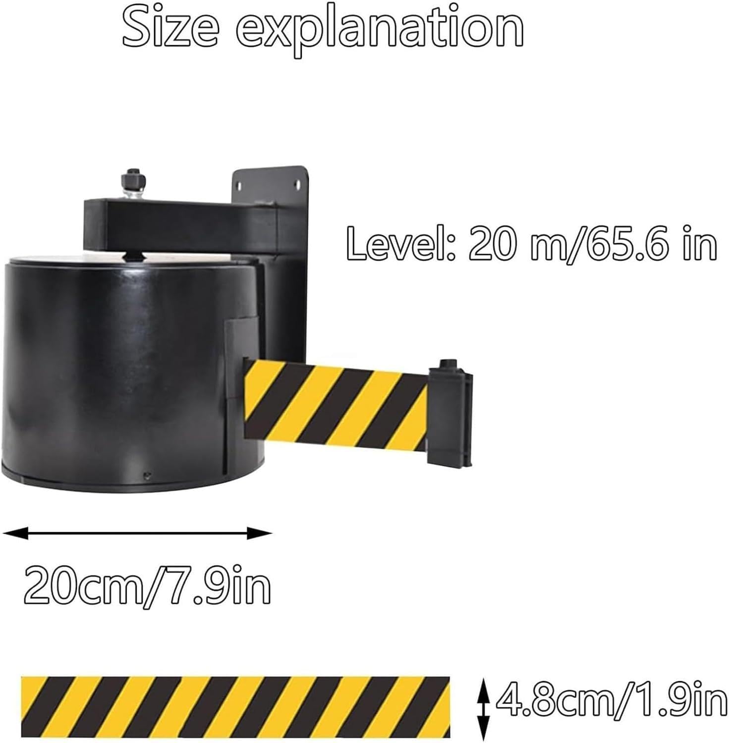 Barriera a nastro retrattile for montaggio a parete, linea coda 65 piedi,