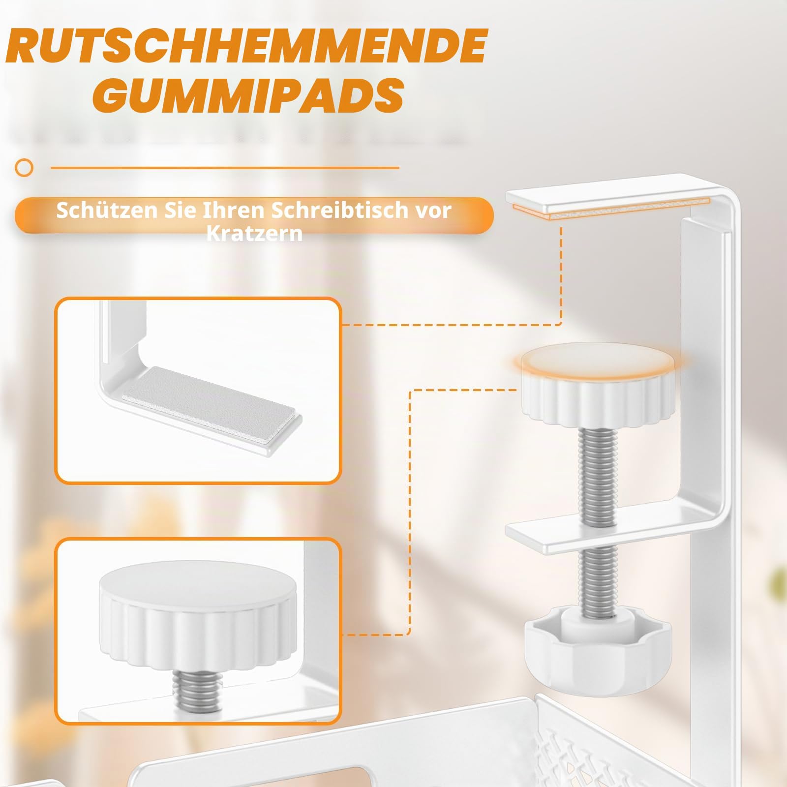 Kabel-Management-Tablett für den Schreibtisch, 39 cm, kein Bohren, Stahl-Schreibtisch-Kabel-Organizer, Drahtmanagement-Tablett, Kabelmanagement-Rack (1 Packung, weiß)
