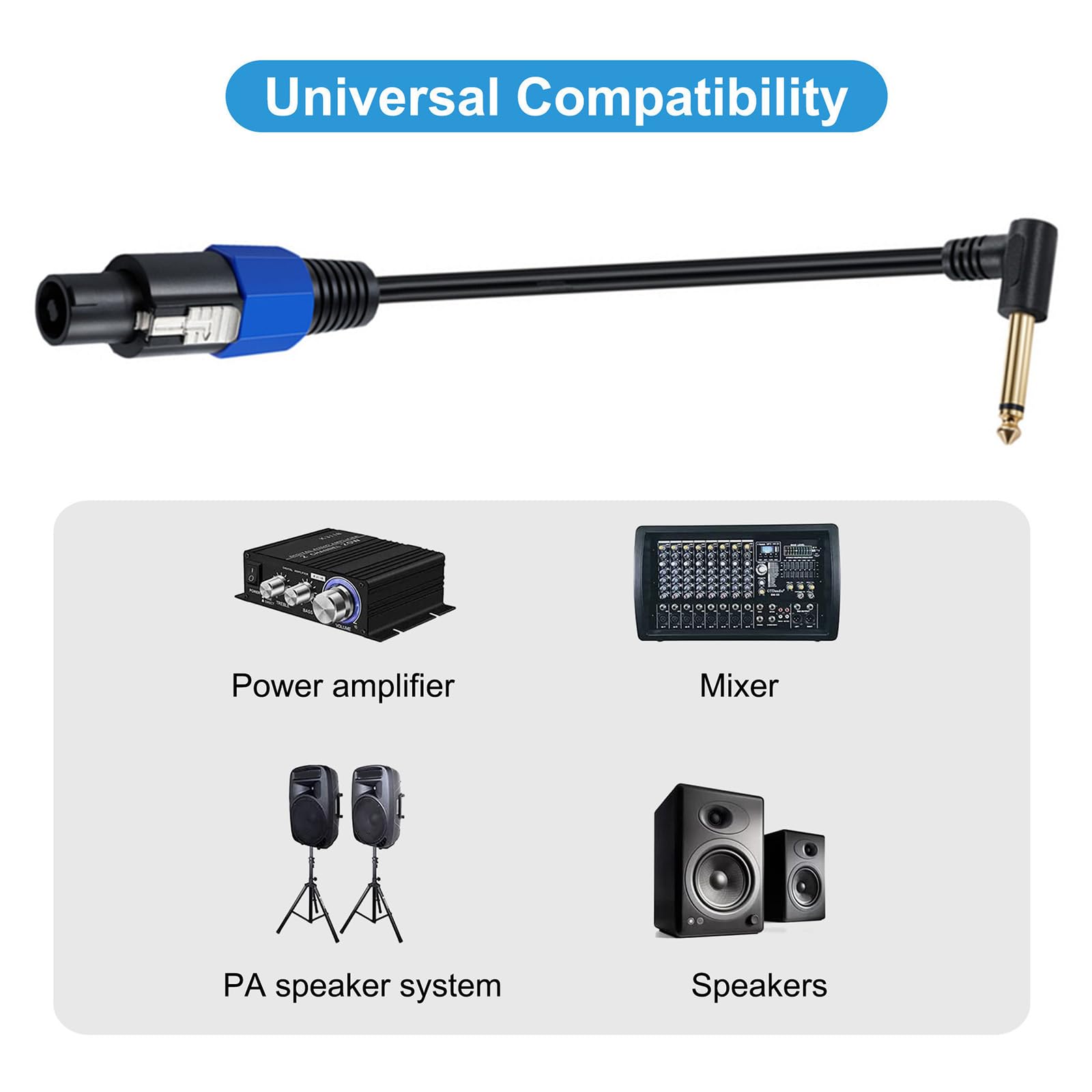 Kangnice Speakon Male Connector to 6.35mm 1/4